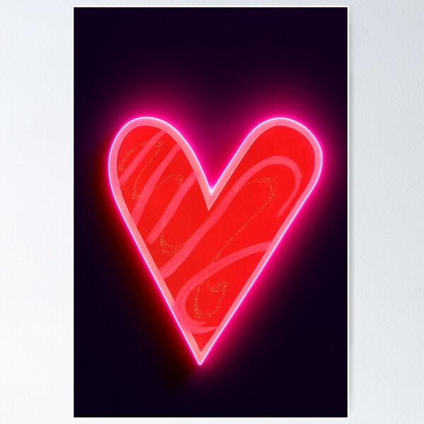 Item preview, Neon Glow Heart – Radiant Red and Pink Illustration designed and sold by Pacika.