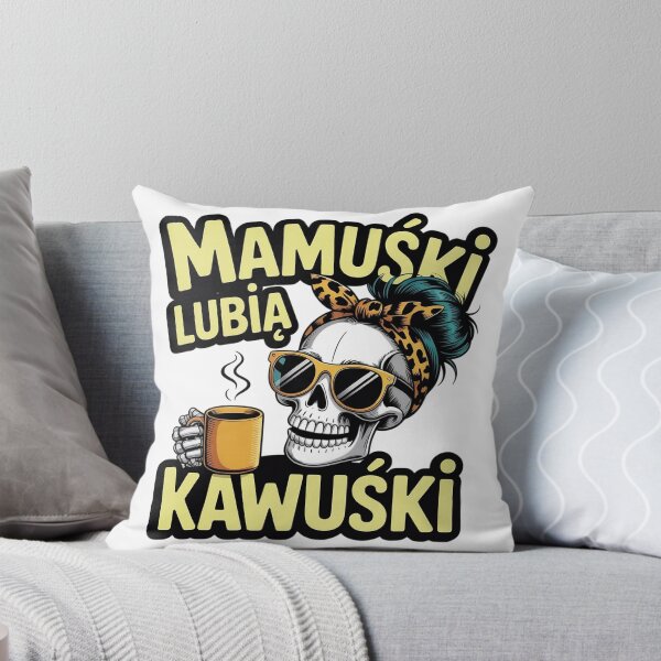 Item preview, Mamuśki lubią kawuski - szkielet w okularach pije kawę- śmieszna koszulka po polsku  designed and sold by ToMyPolacy.