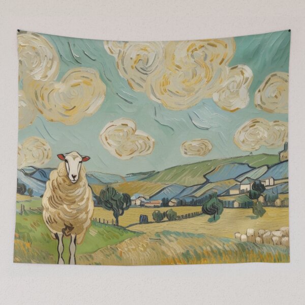 Item preview, sheep on dartmoor（photography + AI) designed and sold by artsmeow.