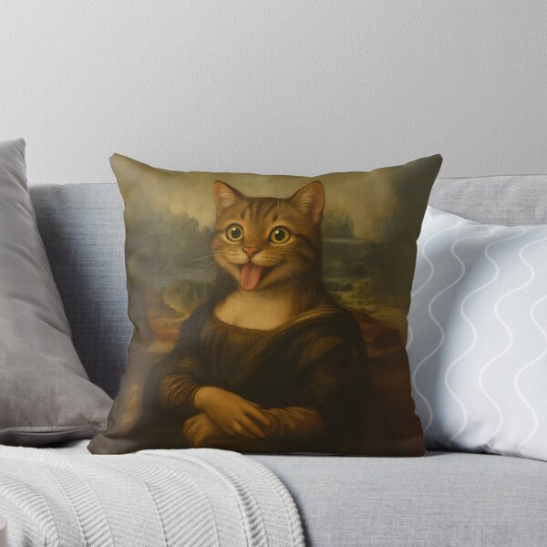 Item preview, Mona Lisa Cat Parody – Funny Whimsical Art Print for Cat Lovers designed and sold by Psycho-Crazy.