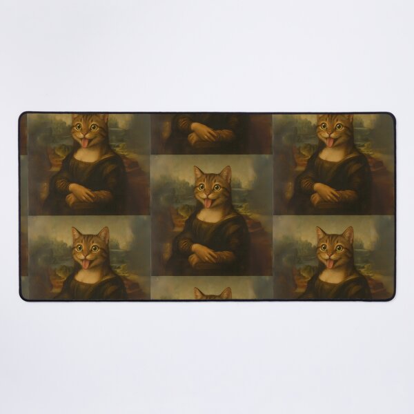 Item preview, Mona Lisa Cat Parody – Funny Whimsical Art Print for Cat Lovers designed and sold by Psycho-Crazy.