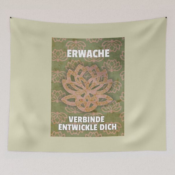 Artikelvorschau, Erwache Verbinde Entwickle Dich | Lotus & keltischer Knoten | Spirituelles Boho-Poster entworfen und verkauft von aluzia.design.