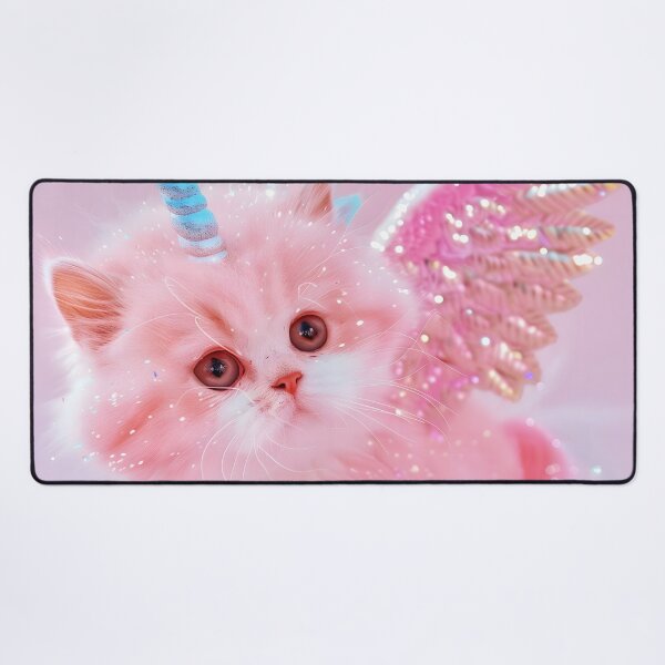 Item preview, Pink Glitter Cat Unicorn Pegasus – Magical Fantasy Art Print for Cat Lovers designed and sold by Starcrimedesign.