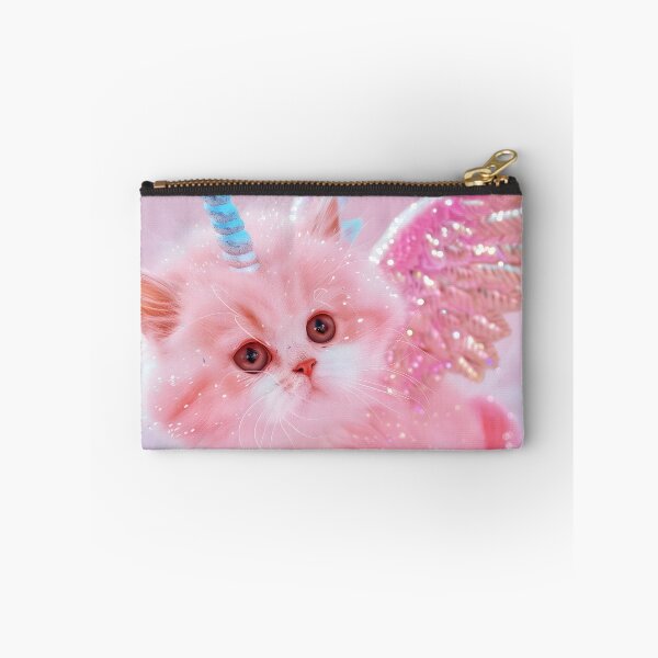 Item preview, Pink Glitter Cat Unicorn Pegasus – Magical Fantasy Art Print for Cat Lovers designed and sold by Starcrimedesign.