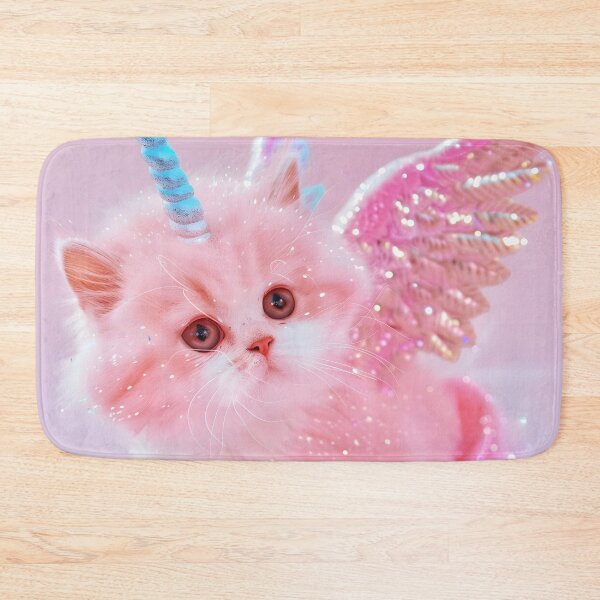 Item preview, Pink Glitter Cat Unicorn Pegasus – Magical Fantasy Art Print for Cat Lovers designed and sold by Starcrimedesign.