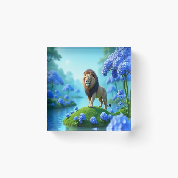 Item preview, Cool Blue Garden Collection with Adorable Lion designed and sold by Dailywalker22.