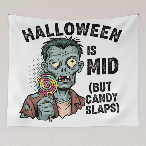 Item preview, Halloween Is Mid But Candy Slaps Zombie Lollipop Funny Spooky Season Humor Shirt designed and sold by AnnDesignStudio.