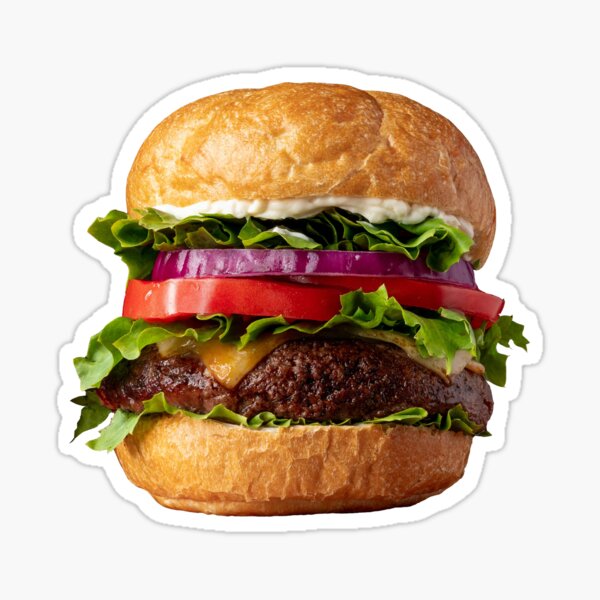 Retro Deluxe Cheeseburger Funny Food Art Sticker