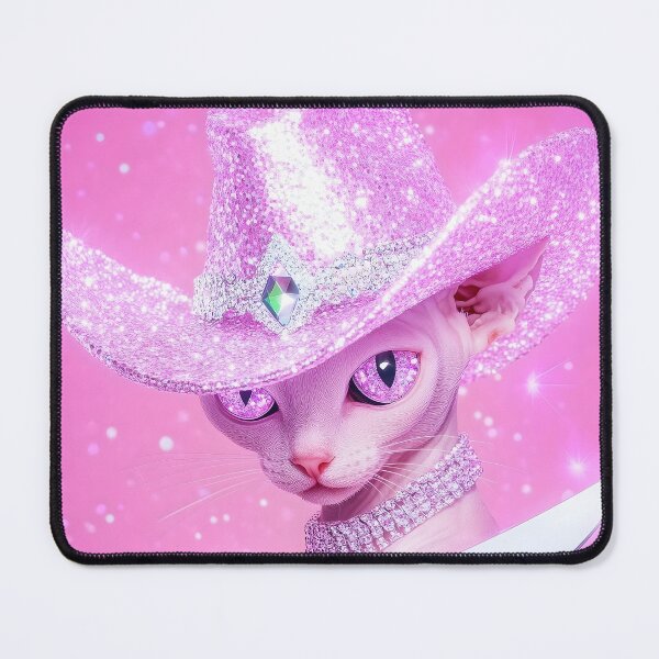 Item preview, Pink Glitter Cowboy Hat Cat with Knife designed and sold by Starcrimedesign.