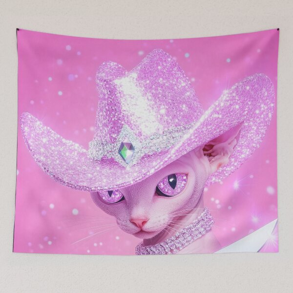 Item preview, Pink Glitter Cowboy Hat Cat with Knife designed and sold by Starcrimedesign.