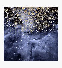 whimsical gold mandala confetti design Photographic Print