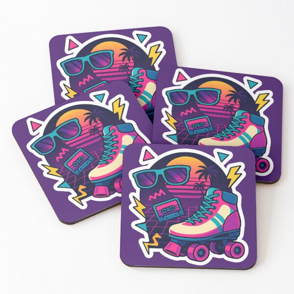 Item preview, Retro 80s Vaporwave Roller Skate, Neon Sunset, Sunglasses & Cassette designed and sold by CapturedByeJ.