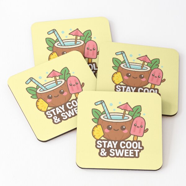 Item preview, Stay cool and sweet: Kawaii summer coconut drink and ice cream design designed and sold by Martapp.