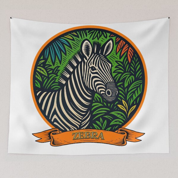 Item preview, Zebra Majesty in Jungle Bloom designed and sold by ForeverPrintsOK.