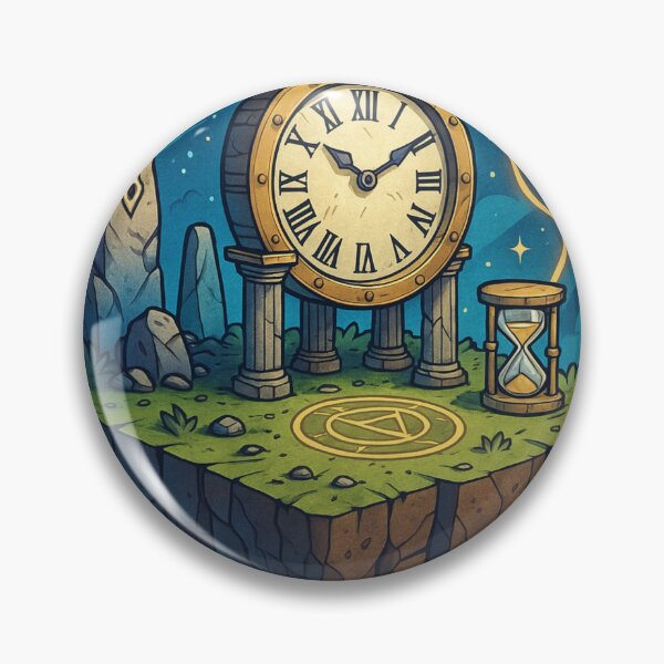 Item preview, Time Island – Floating Clock Temple with Cosmic Gears and Hourglass Symbols designed and sold by InspireHaven.