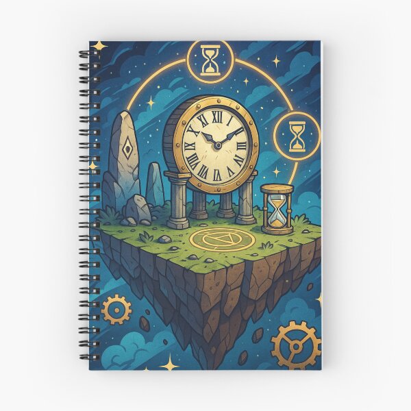 Item preview, Time Island – Floating Clock Temple with Cosmic Gears and Hourglass Symbols designed and sold by InspireHaven.
