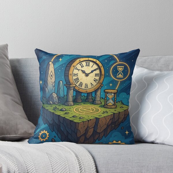 Item preview, Time Island – Floating Clock Temple with Cosmic Gears and Hourglass Symbols designed and sold by InspireHaven.