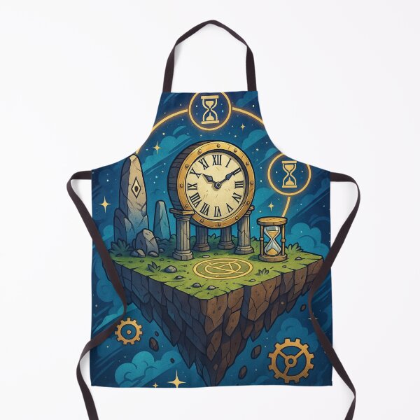 Item preview, Time Island – Floating Clock Temple with Cosmic Gears and Hourglass Symbols designed and sold by InspireHaven.
