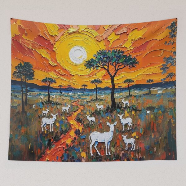 Item preview, Golden Savannah with Antelopes – Textured Art designed and sold by TitoMassia.