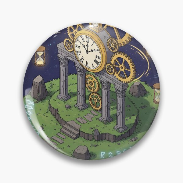 Item preview, Time Island – Floating Clock Temple with Cosmic Gears and Hourglass Symbols designed and sold by InspireHaven.