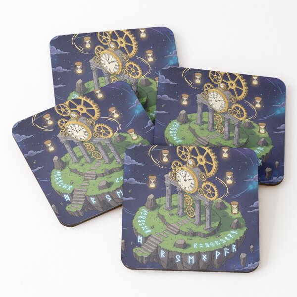 Item preview, Time Island – Floating Clock Temple with Cosmic Gears and Hourglass Symbols designed and sold by InspireHaven.