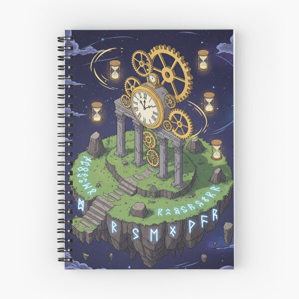 Item preview, Time Island – Floating Clock Temple with Cosmic Gears and Hourglass Symbols designed and sold by InspireHaven.