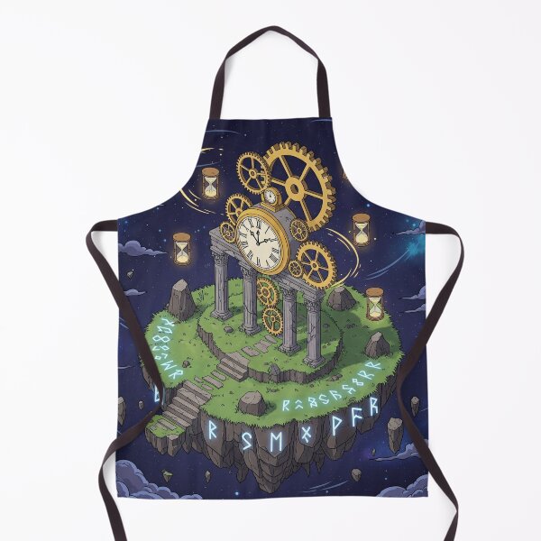 Item preview, Time Island – Floating Clock Temple with Cosmic Gears and Hourglass Symbols designed and sold by InspireHaven.