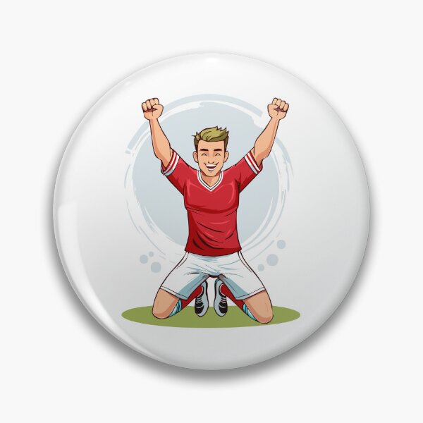 Item preview, Soccer player man celebrating after scoring goal, soccer stadium victory, footballer player jubilant athlete celebrates a winning goal with triumphant raised arms and joyful spirit designed and sold by Danler.
