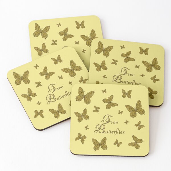 Item preview, Yellow butterflies and the inscription "Free Butterflies" designed and sold by Cherevan.