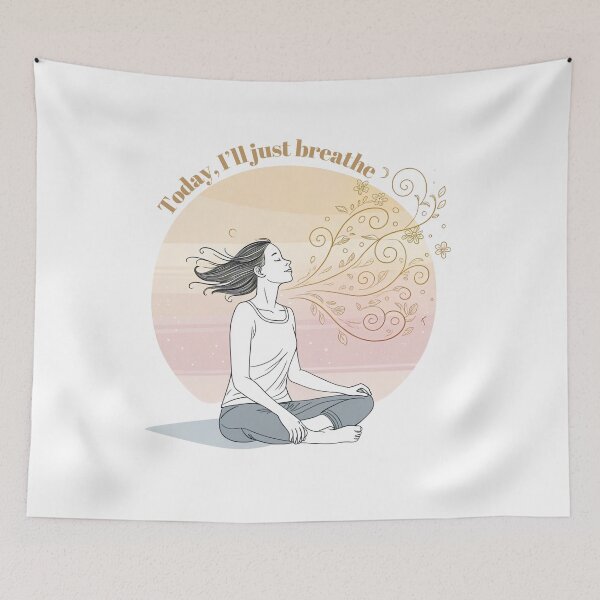 Item preview, Mindful Breathing Art Print | Today, I'll Just Breathe | Meditation & Relaxation Decor   designed and sold by asliberry.