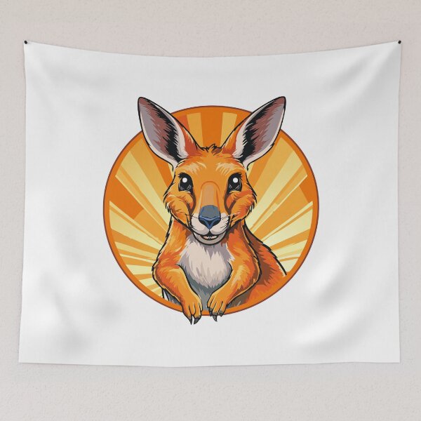 Item preview, Illustrated portrait of Kangaroo, Cute head of wild Australian mammal, kangaroo's head, highlights its long ears, expressive eyes, and gentle features, giving the a graceful and calm appearance designed and sold by Danler.