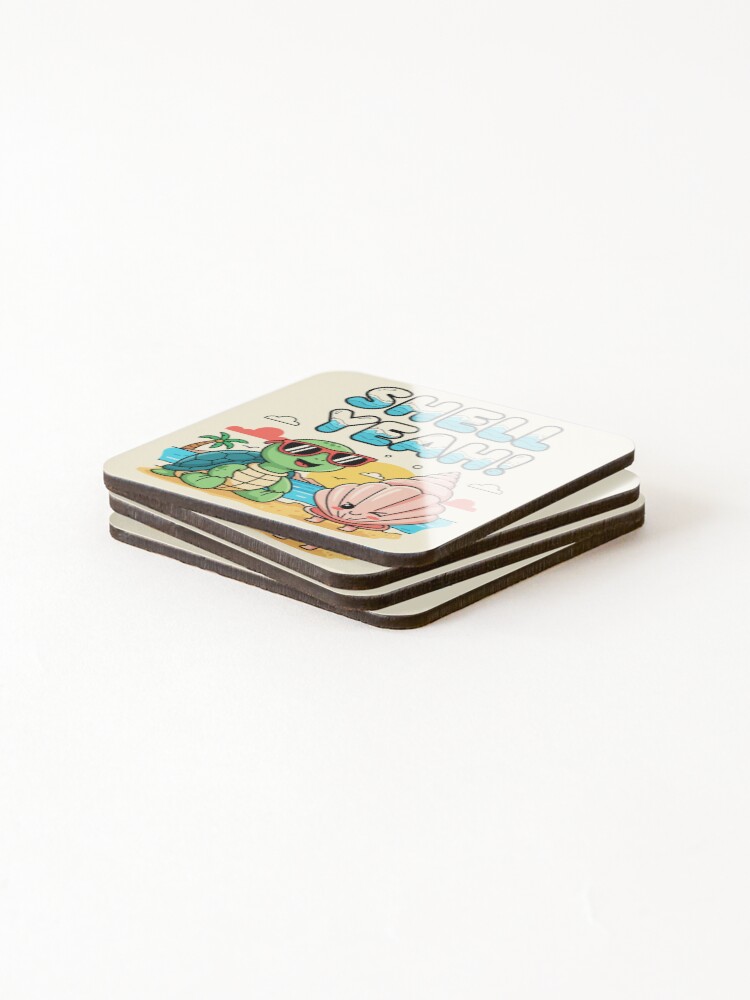 Thumbnail 4 of 5, Coasters (Set of 4), Shell Yeah designed and sold by uniqueD.