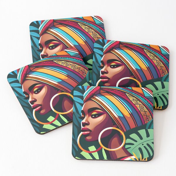 Item preview, African Woman in Tropical Colors – Bold Afrocentric Art designed and sold by ParadisePosters.