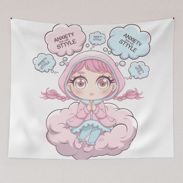 Item preview, Anxiety but with a kawaii anime style designed and sold by jbfart.