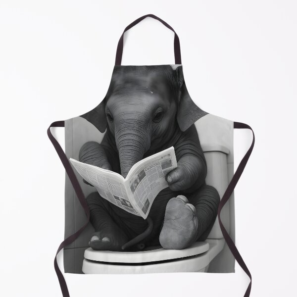 Artikelvorschau, Lustiges Elefantenbaby auf der Toilette – Niedliche Tierhumorkunst entworfen und verkauft von ParadisePosters.