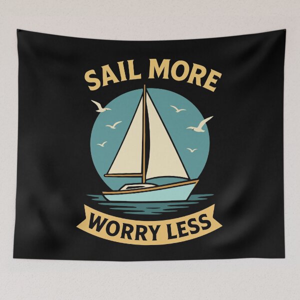Item preview, Sail More Worry Less Captain Sailing Boat Nautical designed and sold by LuminOrb.