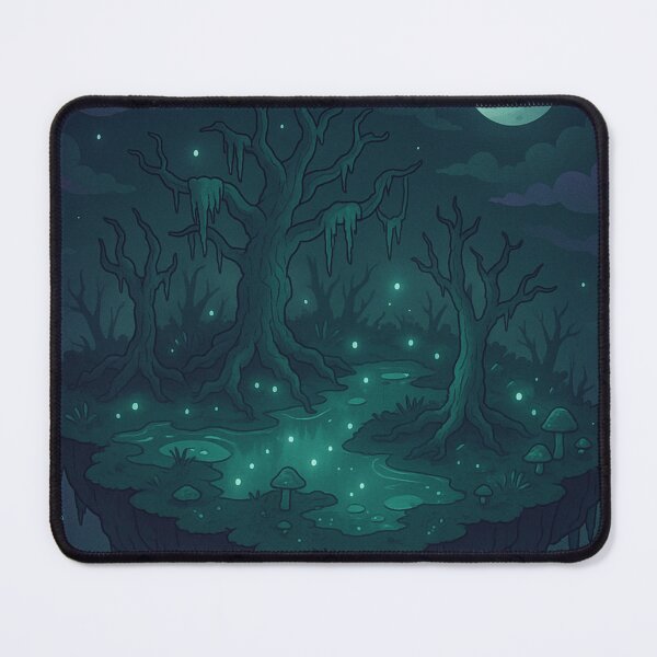 Item preview, Floating Swamp of Lights – Magical Swamp Island with Twisted Trees and Glowing Mushrooms designed and sold by InspireHaven.