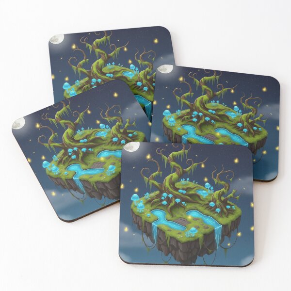 Item preview, Floating Swamp of Lights – Magical Swamp Island with Twisted Trees and Glowing Mushrooms designed and sold by InspireHaven.