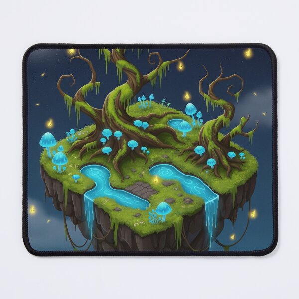 Item preview, Floating Swamp of Lights – Magical Swamp Island with Twisted Trees and Glowing Mushrooms designed and sold by InspireHaven.