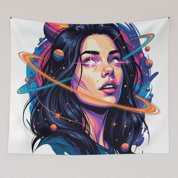 Item preview, All Dolled Up Solaris Queen — Vibrant Pop Art Collage of a Celestial Woman designed and sold by  Ojo de Lilith.