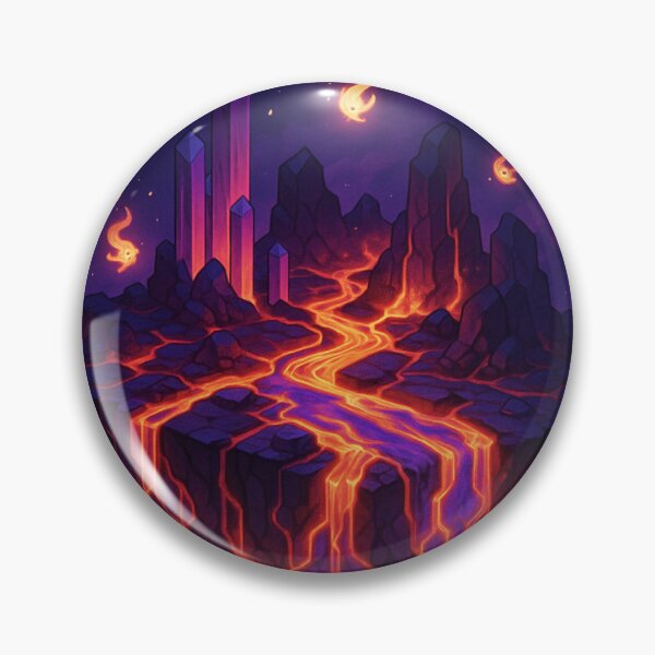 Item preview, Island of the Burning Core – Floating Volcanic World with Fire Spirits and Glowing Lava designed and sold by InspireHaven.