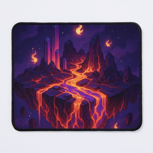 Item preview, Island of the Burning Core – Floating Volcanic World with Fire Spirits and Glowing Lava designed and sold by InspireHaven.