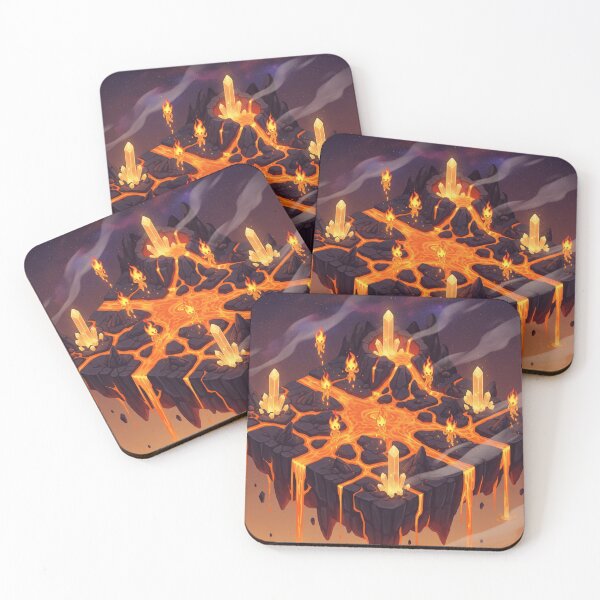 Item preview, Island of the Burning Core – Floating Volcanic World with Fire Spirits and Glowing Lava designed and sold by InspireHaven.