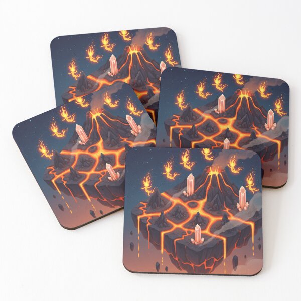 Item preview, Island of the Burning Core – Floating Volcanic World with Fire Spirits and Glowing Lava designed and sold by InspireHaven.