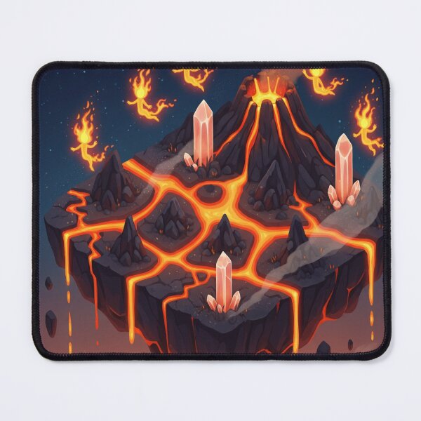 Item preview, Island of the Burning Core – Floating Volcanic World with Fire Spirits and Glowing Lava designed and sold by InspireHaven.