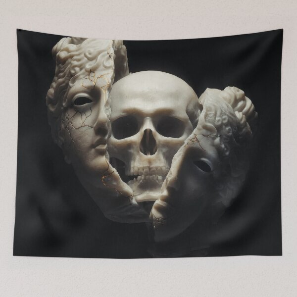 Item preview, Memento Mori - Broken Marble Mask and Skull Art designed and sold by Not Hugo.