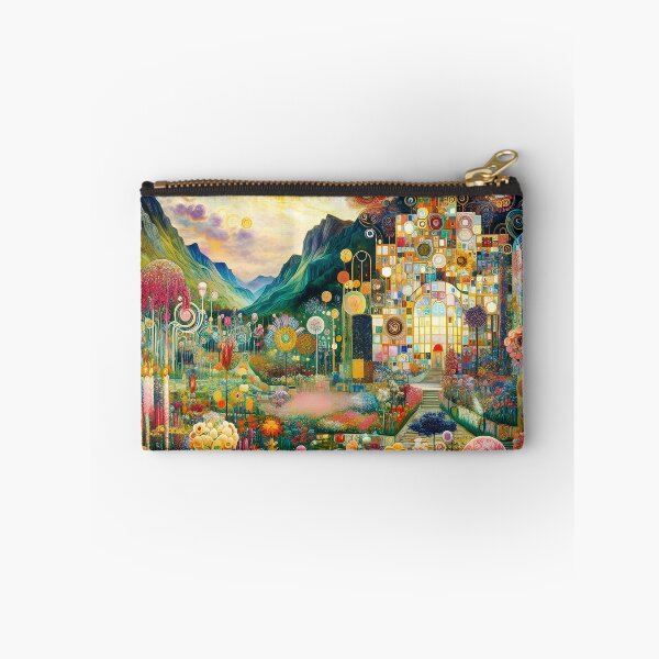 Item preview, Symbolist Floral Garden with Palace – Klimt-Inspired Art Nouveau Scene designed and sold by EmeraldeaArt.