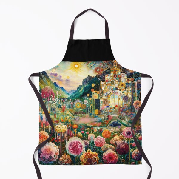 Item preview, Symbolist Floral Garden with Palace – Klimt-Inspired Art Nouveau Scene designed and sold by EmeraldeaArt.