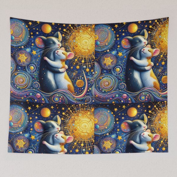 Item preview, Starry Embrace – Klimt-Inspired Mice in Love  designed and sold by EmeraldeaArt.