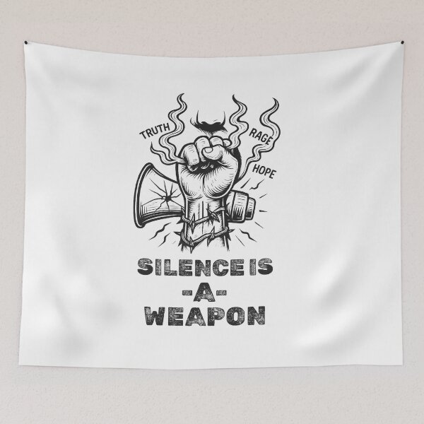 Item preview, Silence Is a Weapon – Bold Black & White Protest Art designed and sold by ArcadiaSilence.